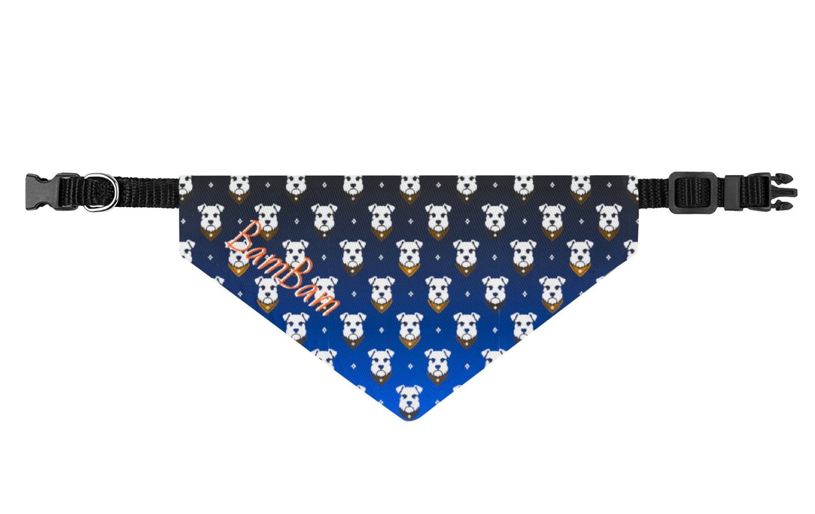 Clip-On Pet Bandana — Blue Paw Print Dog Bandana Collar Accessory